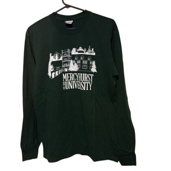 Mercyhurst University Size Medium Green Long Sleeved T-Shirt - Picture 1 of 5
